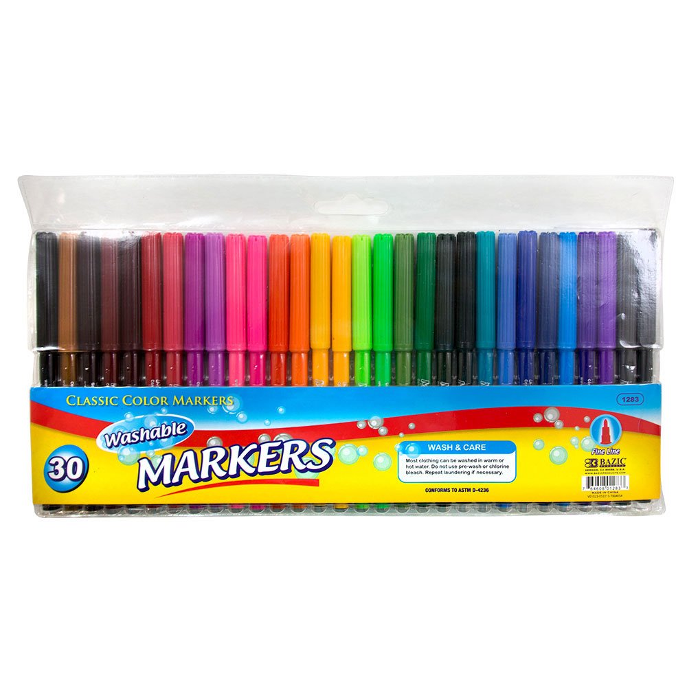 Fine Line Markers, Kids Multi Colored Markers Washable (30/pack) - Pack Of  12